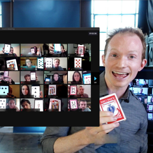 Trigg performing virtual magic on Zoom