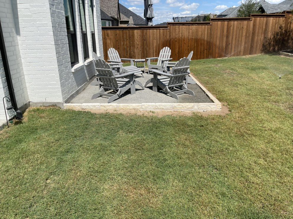 After: gravel patio with seating off the back door