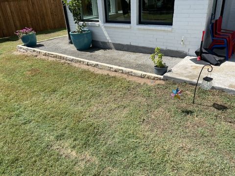 Gravel patio and seating area