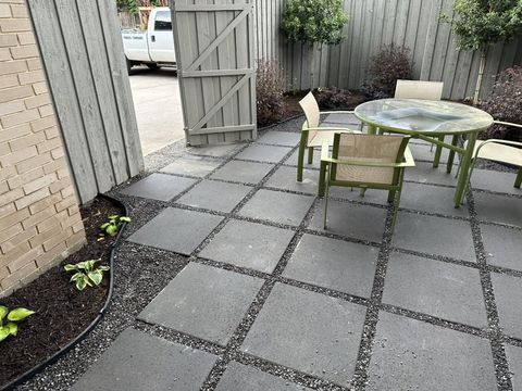 24×24 in keystone slate pavers with smoke granite joints