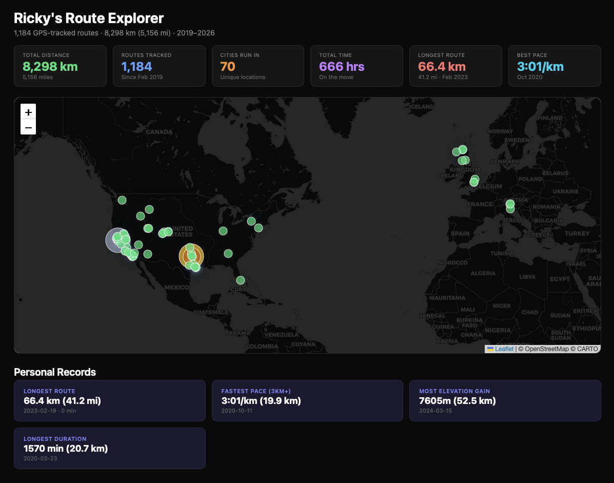 AI-generated route explorer with geographic clustering